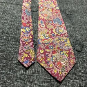 Paisley silk tie Italy vintage red pink multicolor